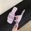 Explosiones de Verano Menta Pantuflas Francesas de Suela Plana Antideslizantes para Mujer Verano Exterior 2025 Nuevo Estilo Sandalias de Falda