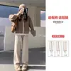 Pantalones de Maternidad Vellón de Cordero Pantalones de Arroz Glutinoso Otoño Invierno 2025 Nuevos Pantalones de Pierna Ancha Rectos Sueltos con Forro de Vellón No Ajustados
