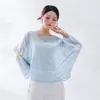 Ropa de Danza Clásica para Mujer, Estilo Nuevo, Reversible, Mangas de una Pieza, Cubierta de Lino, Corte Relajado, Estética Oriental, Top de Práctica