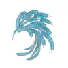 Broche de pluma azul turquesa de diseño de nicho de alta gama, broche de fénix vintage para trajes, cheongsams y cárdigans, pin premium
