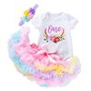Venda quente da Amazon roupas para recém-nascidos roupas infantis roupas de bebê macacão de manga curta de aniversário Traje de bebê tutu