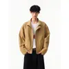Jaqueta de trabalho Bo, estilo americano de outono, gola alta, jaqueta bomber xy para homens, estilo de celeiro, corte solto, comprimento curto, jaqueta bomber vintage