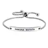 Pulsera Ajustable Extraíble de Acero Inoxidable Estilo Europeo y Americano, Moderna, Sencilla, Personalizada, Joyería Creativa con Diseño en Inglés para Hombres y Mujeres