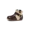 Botines retro estilo bosque con hebillas metálicas y cremalleras laterales, nueva moda coreana otoño 2026 para niñas, de suela suave, con bloques de color y elegantes