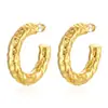 Pendientes Retro Plegados Europeos y Americanos Transfronterizos con Forma de C Hueca para Mujer, Pendientes Personalizados de Estilo Metálico de Alta Gama con Patrón Martillado