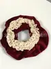 Elástico de Cabelo Scrunchie Listrado com Renda Estilo Coreano para Mulheres, Acessório de Cabelo Suave e Elegante, Elástico de Cabelo Scrunchie Estilo Coreano