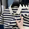 Camisa Polo Rayada de Moda para Hombre Verano Nueva Camiseta de Algodón de Manga Corta para Hombres Jóvenes y de Mediana Edad Promoción Principal