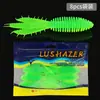 Pacote com 8 peças Predator Shark, isca macia de três palhetas, minhoca macia de folha plana com três caudas, minhoca macia rosqueada, isca, isca artificial, robalo de água doce, peixe mandarim