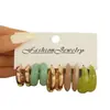 Joyas de Venta Caliente Transfronterizas Europeas y Americanas Set de Pendientes Exagerados Pendientes Geométricos Pendientes de Resina Coloridos Pendientes en Forma de C Accesorios