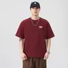 Roupas Masculinas Fengshe / Nova Camiseta de Manga Curta para Homens 2026, Camiseta Casual Versátil com Estampa de Letras, Tecido Pesado