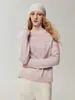 Suéter Básico Suave de Cuello Redondo Holgado para Mujer con Jacquard Calado de Seda de Mora y Cachemira, Nuevo Otoño 2026