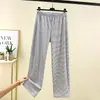 Pantalones Casuales de Rayas Blancas y Negras para Mujer, Pantalones Exteriores de Cintura Alta para Otoño e Invierno, Pantalones para Casa, Pantalones de Pijama Talla Grande, Pantalones de Pierna Ancha con Forro de Polar
