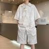 Direto do fabricante: Novo Conjunto de Shorts e Camisa Estilo Chinês Moda Nacional para Homens, Novo Design Verão 2024, Conjunto de Duas Peças Soltinho Nicho