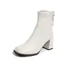 Botines estilo retro para mujer, nueva colección otoño/invierno 2026, botines estilo Martin de punta cuadrada, talla pequeña, tacón grueso estilo francés, botines ajustados
