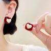 Pendientes navideños para mujer, pendientes de amor rojo, diseño de nicho para mujer, pendientes de personalidad simples, dulces, exquisitos y versátiles al por mayor