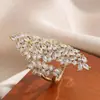 Anillo Europeo y Americano Transfronterizo de Ultra Lujo con Forma de Hoja Completamente Incrustado de Diamantes, Exagerado y Grandioso, Adecuado para Banquetes, Joyería al por Mayor para Celebridades de Internet Transfronterizas