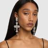 Pendientes de clip con diamantes de imitación en forma de cruz exagerada de AliExpress, de moda europea y americana, con cristales brillantes para fiestas.