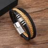Pulsera de cuero tejida a mano con hebilla magnética de aleación de comercio electrónico transfronterizo para hombres, pulsera de estilo retro de comercio exterior europeo y americano