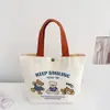 Bolsa de Lona Pequeña Bolso Versátil Bolso de Mano Estudiante Femenina Linda Bolsa para Lonchera Bolso de Mano Bolsa para Almuerzo de Trabajo Casual