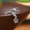 Anillo de Zorro Flor de Ciruelo para Mujer Estilo Étnico Vintage Diseño Nicho Lindo Animal Pequeño Boca Viva Anillo Ajustable