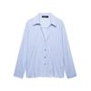 Producto Nuevo Transfronterizo 2025 Estilo Europeo y Americano Ropa de Mujer Exportación Venta al por Mayor Zr Punto Lino Mezclado Camisa a Rayas
