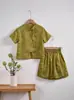 Nuevo Conjunto de Traje Tang Estilo Chino para Niños, Conjunto de Dos Piezas Moda Bebé Estilo Nacional, Conjunto de Verano Jacquard Manga Corta y Pantalones Cortos, Atuendo para el Primer Cumpleaños