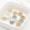 Chapado en Cobre Oro Real 18K Doble Cara Tori Micro Zircón Loto Cuentas Joyería Pulsera DIY Hecho a Mano Accesorios C45