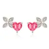 Los pendientes Xanyuncao más vendidos en Europa y Estados Unidos para mujer, temperamento simple, dulces, versátiles, personalidad, circonita, diamante rosa, pendientes de trébol de cuatro hojas