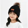 Suministro Especial Transfronterizo Nuevo Otoño e Invierno Gorro de Punto con Pompón para Niños Calidez para Exteriores Protección contra el Frío Borde Enrollado Gorro de Lana Gorro para el Frío