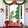 Popular Transfronteiriço Monstro Peludo Verde Grinch Pendurado Capa de Porta Pano de Fundo Decoração de Porta de Casa Pano Pendurado para Atmosfera Festiva Pendurado