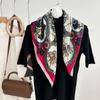 Nuevo patrón de espiga 65*65cm pañuelo cuadrado pequeño verde estampado de hojas frescas pequeñas pañuelo con textura de lana de seda