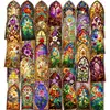 Adesivos de Janela Florais Retrô para Pets Modelo Novo Transfronteiriço 50 Peças Materiais Criativos Sonhadores para Decoração DIY Adesivos Transparentes à Prova d'Água