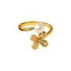 Anillo de Flor de Perla Opalina Diseño de Nicho Femenino Apertura Ajustable Anillo de Dedo Verano Elegante Anillo Versátil