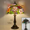 Lámpara de Mesa Retro Europea de Lujo Tiffany para Sala de Estar, Restaurante, Dormitorio, Mesita de Noche, Barra, Pastoral Uva Cálida, Personalidad Creativa