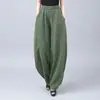Pantalones de Meditación Holgados de Algodón Imitación Algodón y Lino de Verano Estilo Chino Retro, Pantalones de Tai Chi, Pantalones Harem, Pantalones de Mujer con Diseño de Pantalones Linterna