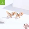 Aretes de Mujer de Plata Esterlina 925 de Venta Caliente Transfronterizo Europeo y Americano Aretes de Moda Simples y Elegantes de Mariposa de Ensueño Sce452