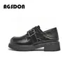 Sapatos Mocassins Aogushi Deng Marrom Feminino 2026 Novo Outono Estilo Britânico Solado Macio Slip-on Leve Pequenos Sapatos de Couro
