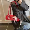 Bolso Nicho de Textura de Alta Gama Estilo Francés Lazo Moderno Pañuelo de Seda Combinable Bolso Sobaco Simple Estilo Occidental Bolso de Hombro Baguette Francés