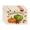 Nuevos Manteles de Otoño para Decoración de Acción de Gracias, Manteles de Mesa para el Hogar con Estampado de Calabaza y Hoja de Arce, Manteles de Lino Aislantes del Calor