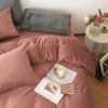 Juego de cama de cuatro piezas de doble terciopelo de color sólido estilo nórdico clase A, terciopelo cristal de doble cara, terciopelo bebé, cálido, 3 piezas