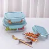 Fiambrera de Vidrio de Borosilicato Alto Transparente Especial para Calentar en Microondas Fiambrera Fiambrera para Conservar Frescura Rectangular Bento con Tapa