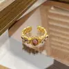 Anel Aberto Colorido Popular Vintage Retrô Esmaltado para Mulheres, Anel de Personalidade de Luxo Leve de Nicho