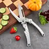 Tesoura de Cozinha Automática com Retorno Removível Fabricante Aço Inoxidável 3Cr13 Cabo de Liga de Alumínio Embalagem com Logo Personalização