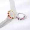 Anillo Abierto de Lujo Minimalista Ins de Nicho con Forma de Gota de Agua Cruzada Anillo de Hoja Francesa Dulce y Fresco para Mujer