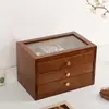 Caja de Joyería de Madera Maciza Transfronteriza, Caja de Joyería Multicapa para Collares, Pulseras, Pendientes, Caja de Almacenamiento de Escritorio, Caja de Joyería Retro