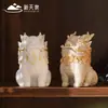 Adorno de Escritorio Pixiu Atractor de Fortuna de Arenisca, Decoración de Estación de Trabajo de Oficina del Dios de la Riqueza, Adorno de Escritorio Estilo Chino, Unicornio Lindo