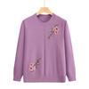Blusa de manga larga con cuello redondo para madres de mediana edad y ancianas, primavera y otoño, blusa holgada, informal y cómoda para abuelas de 50 años.