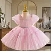 Vestido de Festa para Anfitriã Infantil, Vestido para Apresentação de Piano, Vestido de Princesa para Aniversário de Menininha, Vestido de Passarela para Meninas, Alto Padrão