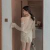 Traje de Baño Conservador de Punto de Primavera Caliente Femenino Pecho Pequeño Reunido Verano Nueva Versión Cubriendo Vientre y Adelgazante Separados