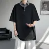 Camisa polo xadrez falsa de duas peças para homens, camisa de algodão de manga curta para o verão com gola, camiseta de tamanho grande com corte solto